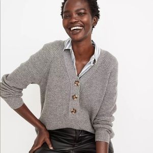 Madewell Women’s Gray Lyle Ribbed Henley Sweater Size L